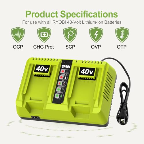 Cargador de baterías de 40V para el mantenimiento del jardín 7