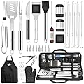 Kaluns Grilling Accessories, Dad Gifts for Christmas Grilling Gifts, Heavy Duty Stainless Steel Grill Set BBQ Grill Accessories for Outdoor Grill with Meat Thermometer, Case and Apron