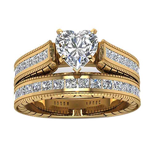 ringheart Couple Rings Matching Ring Heart CZ Gold Plated Women Wedding Ring Sets for Him and Her Ring Sets4
