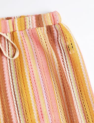 Image of ZAFUL Womens Beach Cover Up Pants Sexy Crochet Drawstring Elastic Boho Swimsuit Cover Up Long Pants Beach Wear