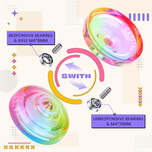 Image of MAGICYOYO N11+K2 Metal & Plastic Yoyos for Beginners & Advanced Players | N11 Black Golden Professional Unresponsive Yo Yo + K2 Plastic Responsive Yo-yo with Bearings Kit and 2 Bags, 12 Yoyo Strings