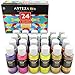 ARTEZA Kids Tempera Paint, Set of 24 Colors (24x2oz) Includes Flourescent, Glow in The Dark, Glitter, Metallic & Neon, Paints for Hobby Painters & Kids