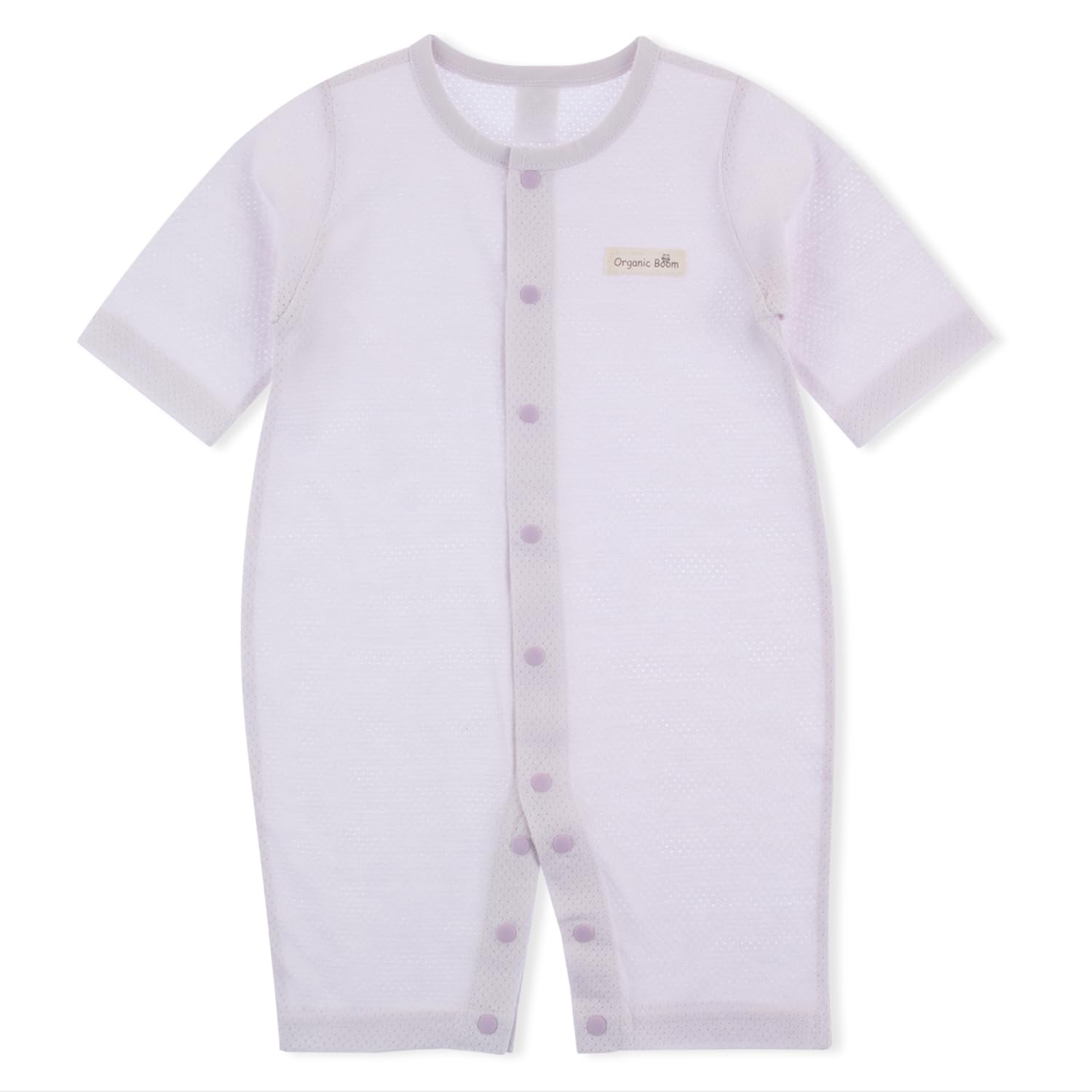 100% Certified Organic Cotton Baby Lightweight Jacquard Outfit Three-Quarter Sleeve Snap-up Rompers Girl Boy