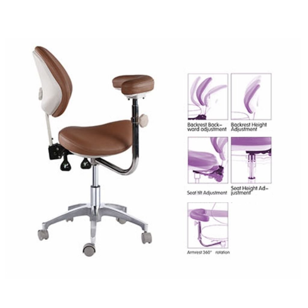 Super Dental Mobile Medical Chair Standard Saddle Chair PU Leather Armrest SD-M-LF
