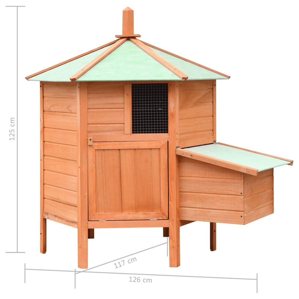 Conejera de Exterior Madera Gallineros Casa para Conejos Cobayas Hámster Mascotas Jaula para Conejo Animales Pequeños Impermeable Maciza de Pino y Abeto 126x117x125 cm