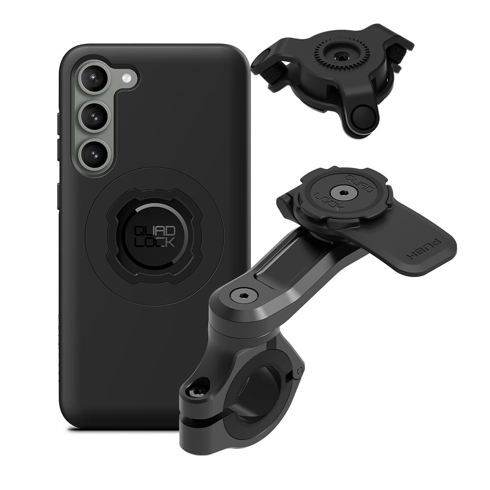 Quad Lock Motorcycle Handlebar Mount PRO Kit with Vibration Dampener and MAG Phone Case for Samsung Galaxy S23 Plus