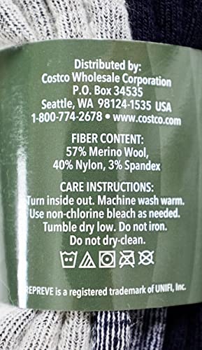 Kirkland Signature Men's Merino Wool Blend Socks, 7-13 Shoe Size, 4 Pairs2