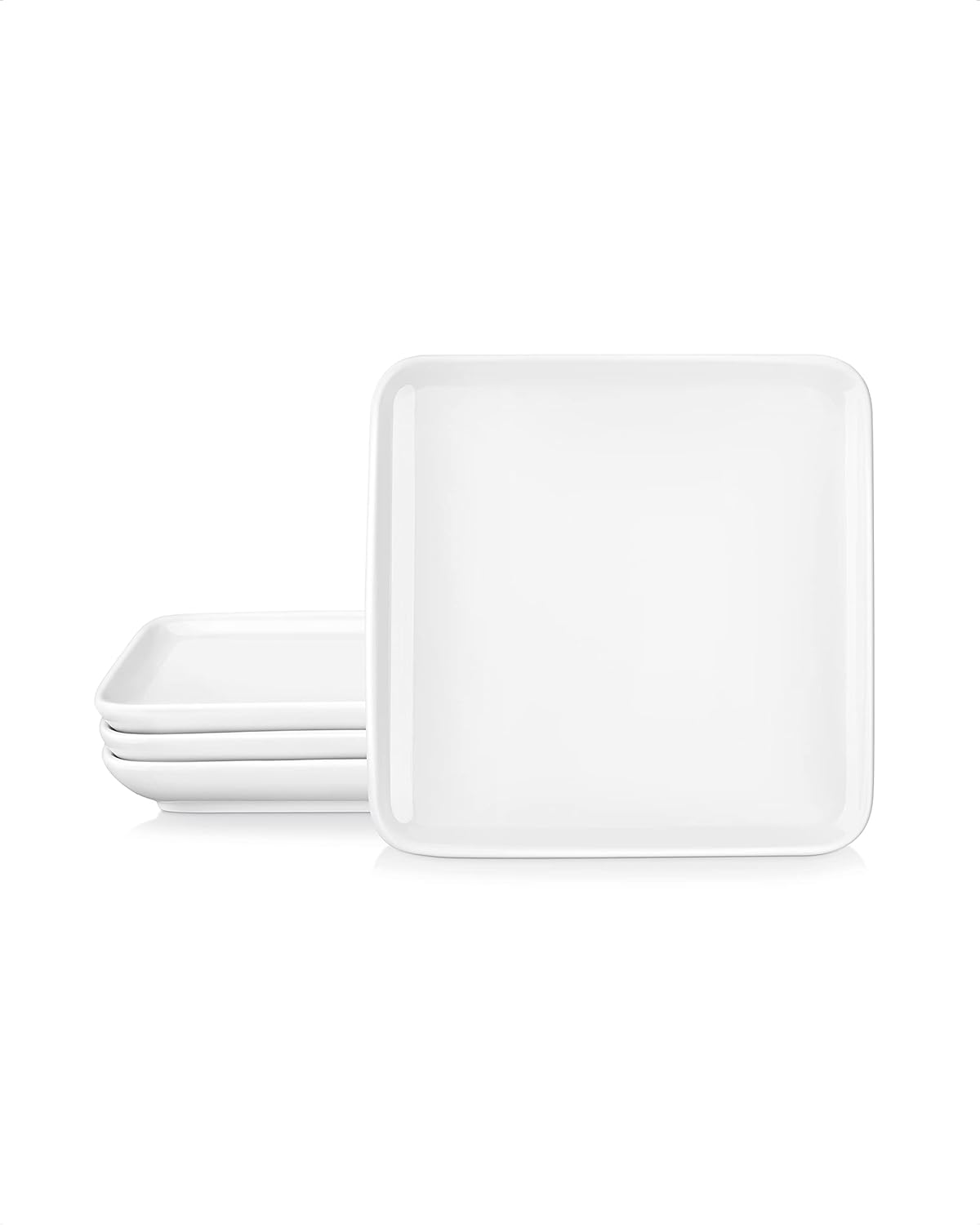 MALACASA Dessert Salad Plates, 7.5inch Ivory White Square Dinner Plate Set of 4