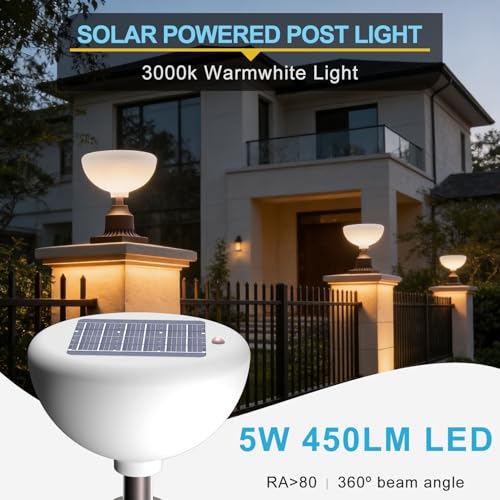 Image of Lightdot Solar Lamp Post Lights 3000K Dusk to Dawn Solar Post Lights with Pier Mount Base, Wireless Waterproof Outdoor Post Lantern, Aluminum Housing for Garden Yard Pole Pillar-2 Pack