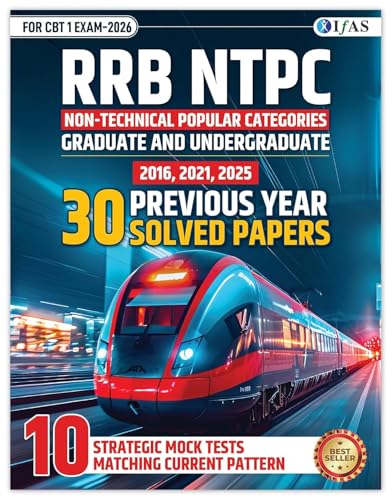 Image of RRB NTPC Book 2026 | 30 RRB NTPC Previous Year Solved Question Papers with Detailed Solutions & 10 Mock Tests | Best RRB NTPC PYQ Book for Graduate & Under Graduate Level Railway CBT 1 Exam | IFAS