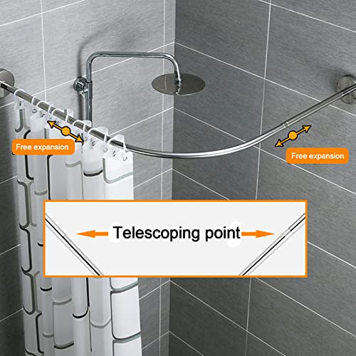 Tringle rideau douche sans percage extensible robuste inox 304 angle C - 7
