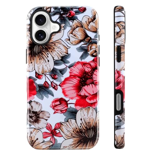 Image of Magnetic for iPhone 16 Plus Case [Compatible with Magsafe] Colorful Flower Floral Pattern Design, Full Body 2 in 1 Shockproof Scratch Resistant Protective Cover for Women Girls