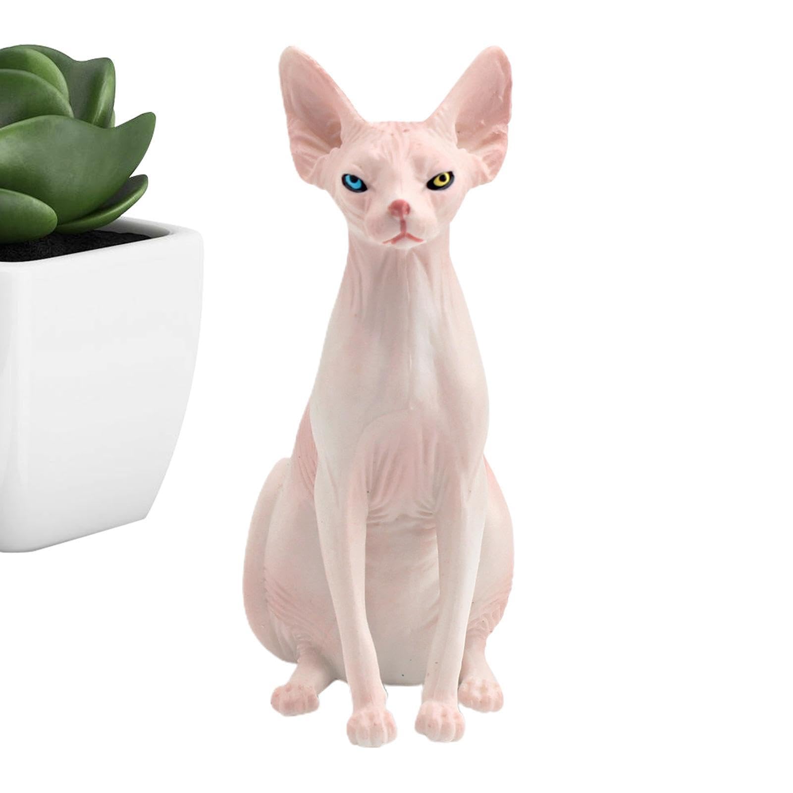 Nupaque Miniature Hairless Cat Figurine - 3.74 * 3.54 * 1.57In High Simulation Model Statue For Home And Desktop