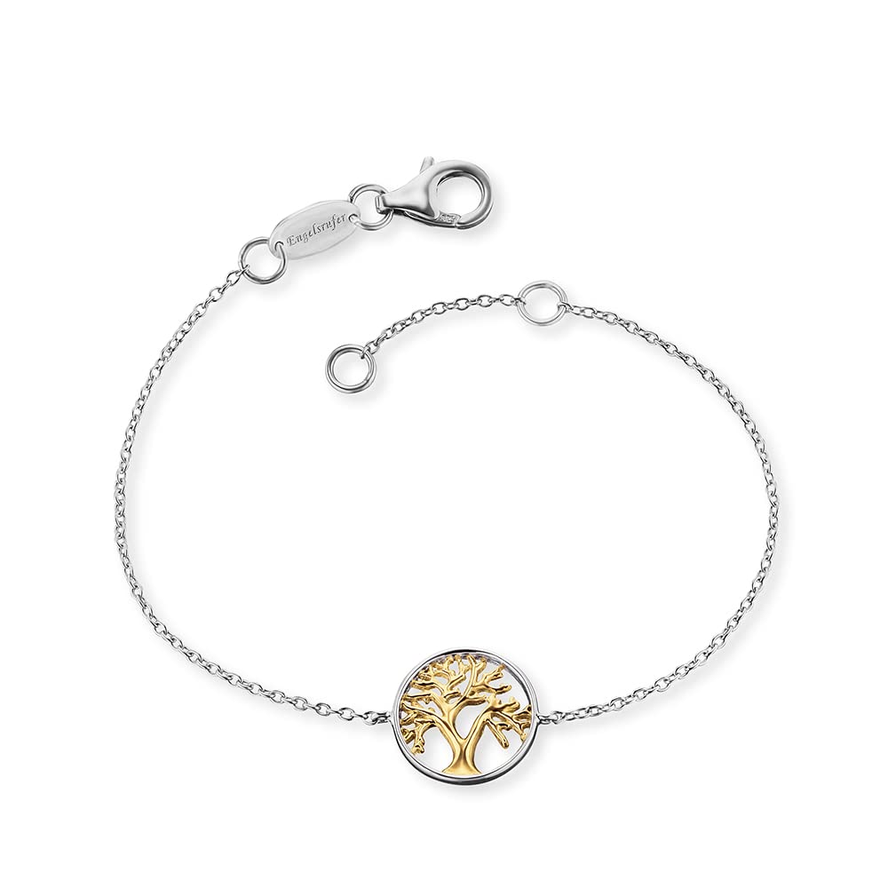 Engelsrufer Bracciale Da Donna In Argento Sterling E Ciondolo A Forma Di Albero Della Vita, Con Chiusura A Moschettone, Regolabile In Due Lunghezze, Senza Nichel, 17, Argento Sterling, Nessuna Pietra-image