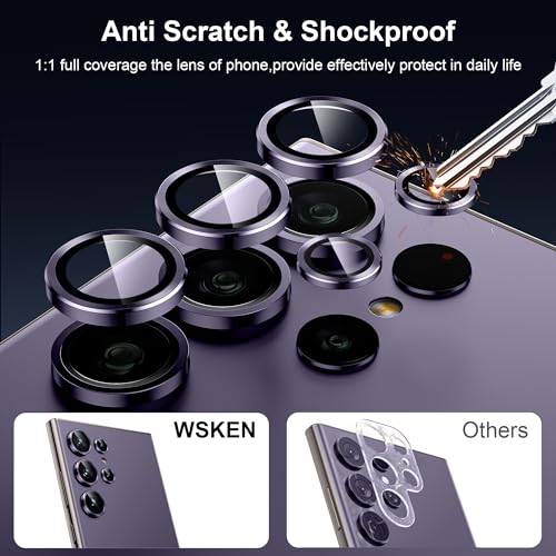 Image of WSKEN for Samsung Galaxy S24 Ultra Camera Lens Protector - Ultra Thin | Case Friendly, 9H Shatterproof Tempered Glass, Anti Scratch Metal Circle, Camera Screen Protector Cover Accessories, Violet