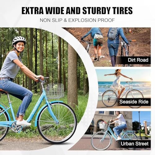 Ktaxon Foldable Beach Cruiser Bike, 26″ Folding Women’s Bike