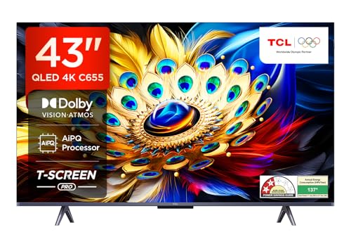 Image of TCL 108 cm (43 inches) 4K Ultra HD Smart QLED Google TV 43C655 (Black)
