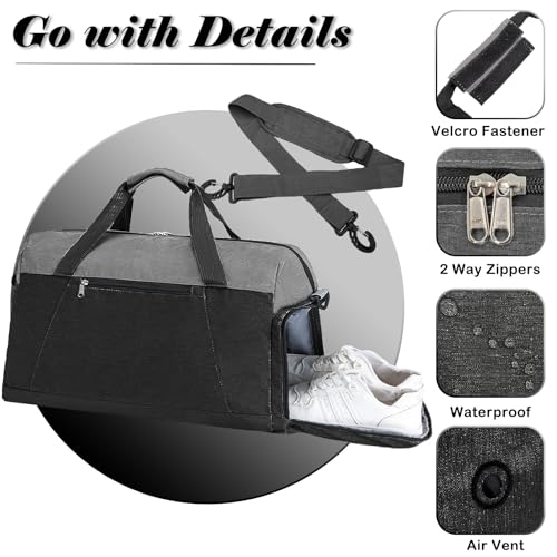 Gym Bags for Women Men with Wet & Shoe Compartment, 40L Foldable Travel Duffle Bag, Lightweight Weekender Overnight Duffel Bag for Traveling Sports Gym(Black)3