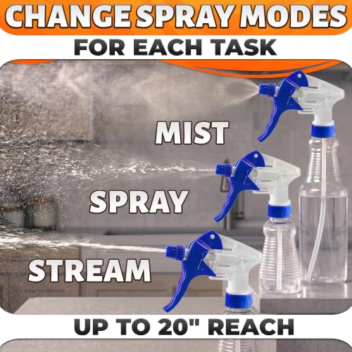 Image of 12 Pcs Spray Bottle Nozzle Replacement Pack - Heavy Duty Leak-Proof Trigger Sprayer for Cleaning Crews, Garden, Pet Care, Auto Detailing & Kitchen - Fits 8, 16, 24, 32 oz Bottles, 28-400 Thread (Blue)