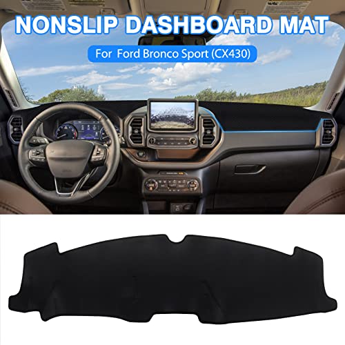 Image of Autorder Dashboard Cover Mat for Ford Bronco Sport 2021 2022 2023 2024 Accessories Dash Cover Ice Silk Fabric Dash Mat Sunshade Glare UV Rays Protector