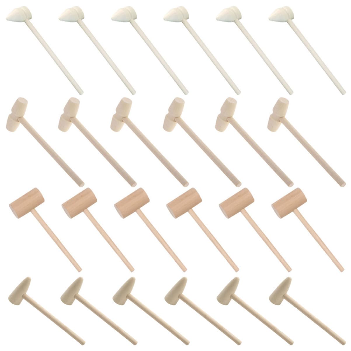 YARNOW 24Pcs Wooden Hammers Safe Polished Mallets for Crafting Playing and Pounding Lightweight Comfortable Grip for Creative Play and Learning Activities