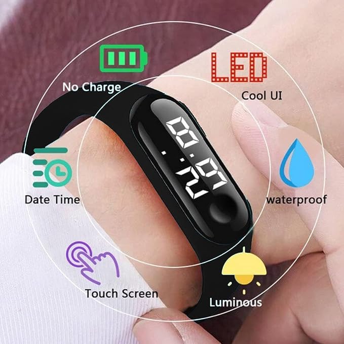 Image of Digital Dial Waterproof Stylish & Fashionable Wrist Smart Watch LED Band for Kids, Colorful Cartoon for Boys & Girls (Removable silicon strap)