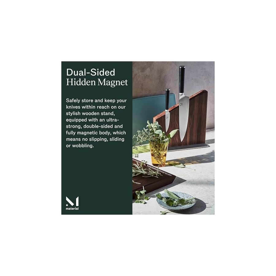 Material-Knife-Stand-Magnetic-Wood-Modern-Knife-Block-for-Safe-Storage-and-Display-of-Knife-Sets-Large-Capacity-for-10-knives-Walnut Material Knife Stand, Magnetic Wood Modern Knife Block for Safe Storage and Display of Knife Sets, Large Capacity for 10 knives, Walnut