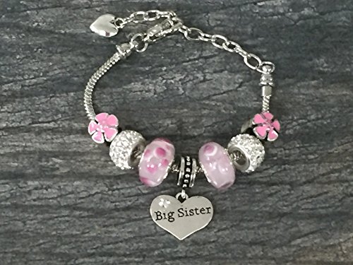 Infinity Collection Big Sister Charm Bracelet - Pink Bracelet for Girl Sisters2