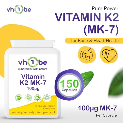 Vitamin K2 MK7 100mcg High Strength Bone Health Vitamin Supplement – 120 Vegan Capsules Made in UK, Supports Calcium Absorption & Bone Density | 100% Natural Vitamin K2 MK-7 by vh1be - Image 3