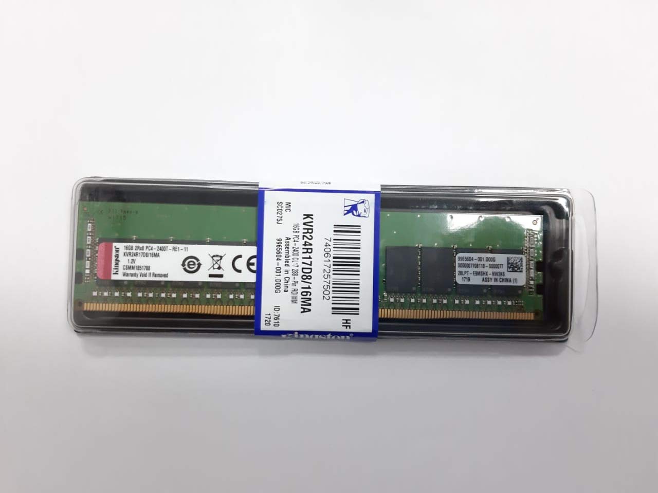 PCパーツ Kingston Technology ValueRAM 16GB 2400Mhz DDR4 ECC Reg CL17 DIMM 2Rx8 2zzhgl6 KINGSTON 16GB 2400MHZ DDR4 ECC REG CL17 DIMM 2RX8 Micron A