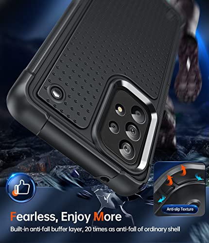 Leyi For Galaxy A53 5G Phone Case, Samsung A53 5G Case With [2 Pack] Screen Protectors, Shockproof Heavy Duty Dual Layer Protective Hard Pc Textured Back & Soft Bumper Case For Galaxy A53 5G, Black #TOP3