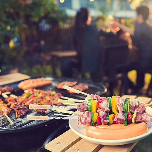 Brochetas de kebab con mango de madera aislante que evita quemaduras al asar en barbacoa 7