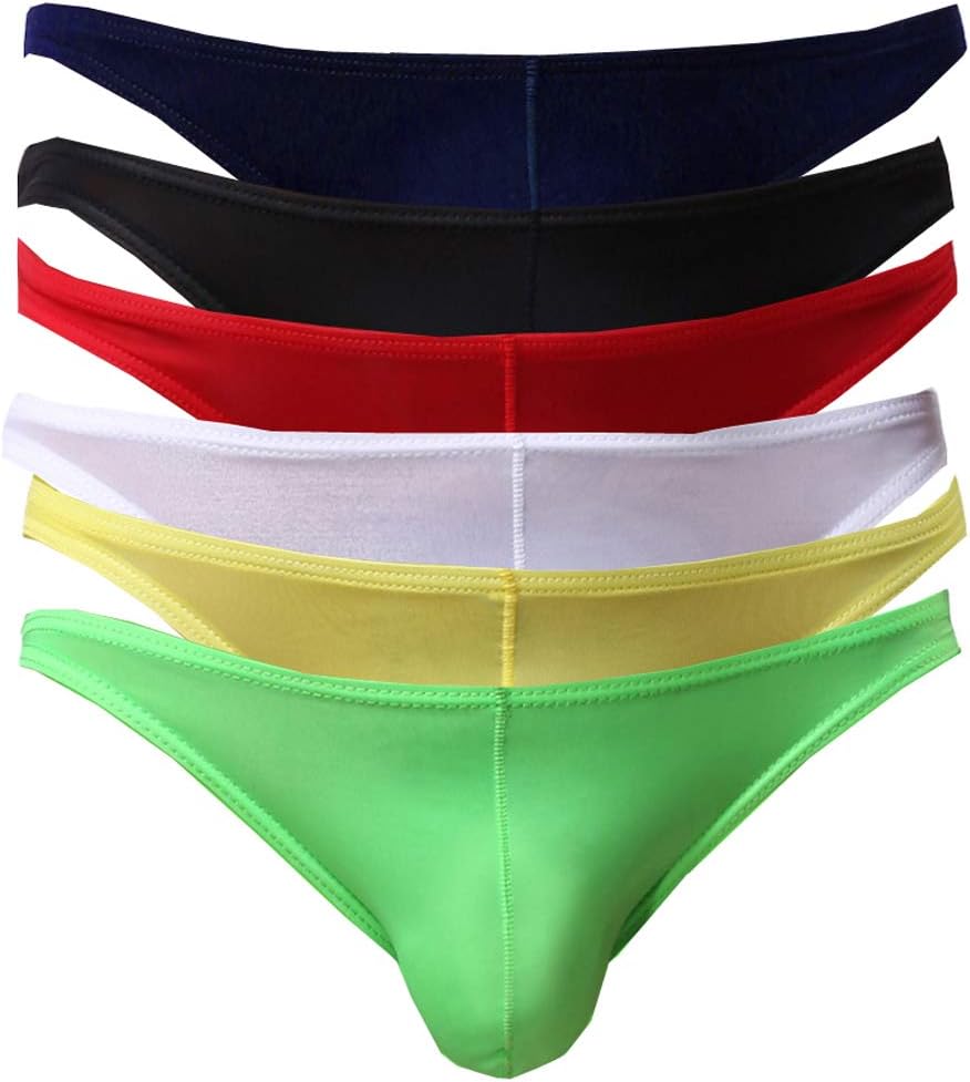 Bossail Mens Ultra Thin Soft Low Rise Briefs Breathable Ice Silk Triangle Bikini Underwear (6 Pack) (6 Colors, XL)