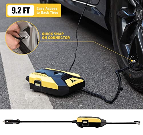 Digital-Auto-Tire-Inflator-12V-DC-Portable-Air-Compressor-Pump-for-Car-Tires-150-PSI-Auto-Shut-Off-with-Emergency-LED-Flasher-Long-Cable-for-Car-Bicycle-Motocycle-Air-Boat-and-Other-Inflatables