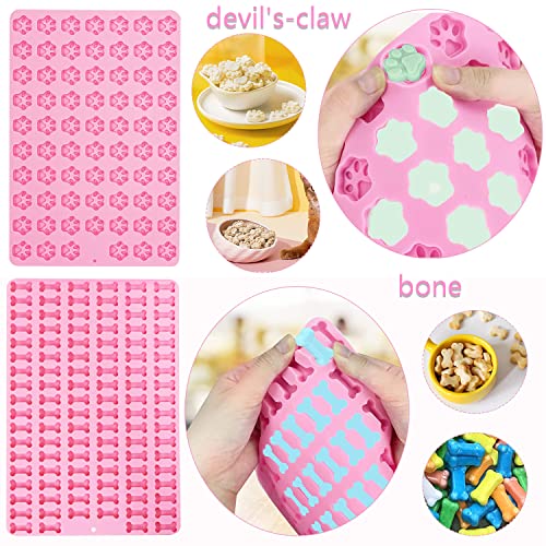 ZIOYA 2 Stück Backmatten für Hundeleckerlies Mini Silikonform Hundeleckerli zur Herstellung von Schokolade, Fudge, DIY-Backen und Leckereien für Haustiere (Rosa)