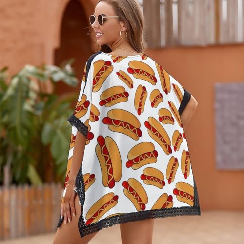 Stylish Chiffon Swimsuit Cover Ups for Women, Summer Bikini Cover Up V Neck Sexy Swimwear Cover Up Beach Dress4