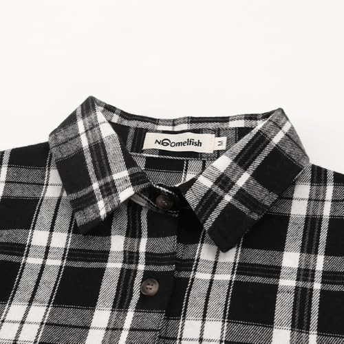 Noomelfish Girls Plaid Flannel Oversized Shirt Teen Long Sleeve Button Down Blouse Tops (7-14 Years)4