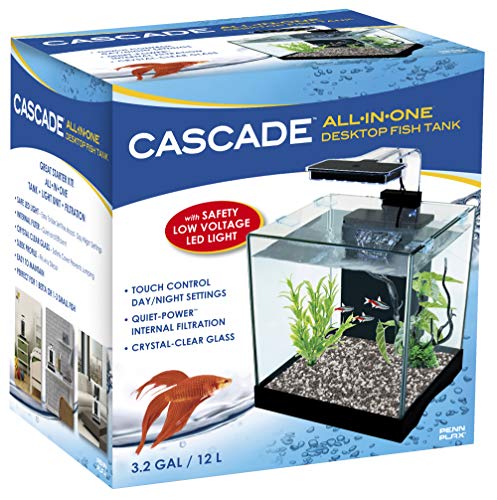 Penn-Plax Cascade All-In-One Desktop Aquarium Kit – Great For Small & Tight Spaces – Marine & Freshwater Applications – 3.2 Gallons #TOP1
