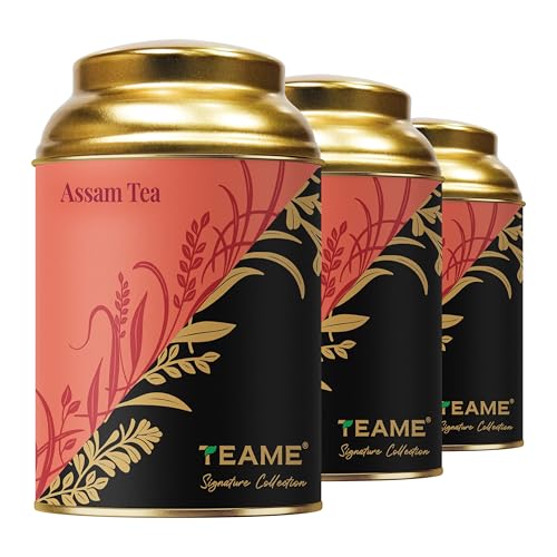 Image of TE-A-ME Assam Black Loose Leaf Tea Tin 50 Grams | Assam Black Tea leaves | Pack of 3 | Total 150 Grams