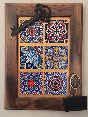 Miniatura 6 de Bleucoin Adhesivos para azulejos de cocina, baño, vinilo resistente al agua, despegar y pegar, azulejos mexicanos de talavera (44, 6 x 6 pulgadas)