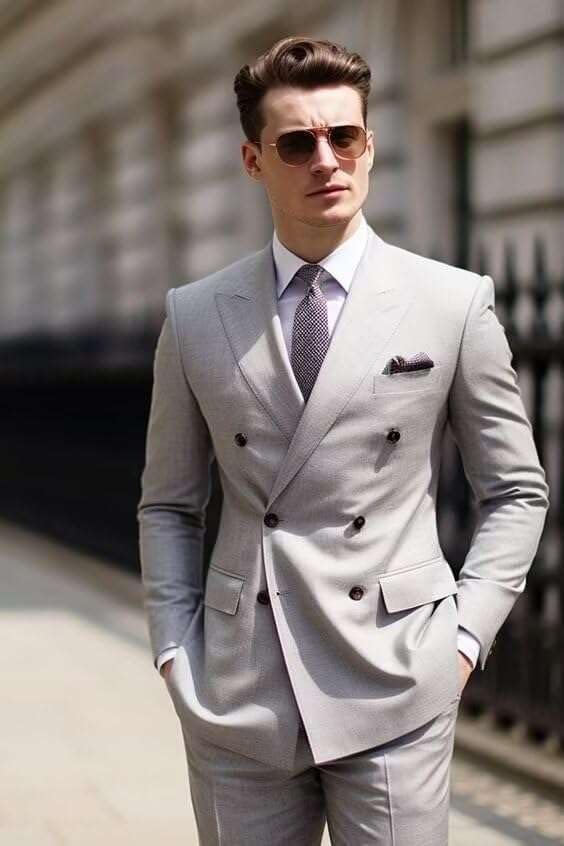 2 Piece Double Breasted Suit Men Slim Fit Mens Double Breasted Blazer Pants Sets Wedding Prom Suit2