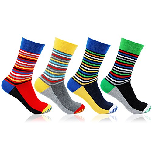 Image of Bonjour Men's Cotton Ankle Length Bold Striped Design 4 Pair Of Socks (Assorted)