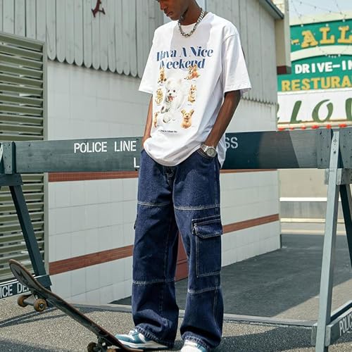 Y2K Denim Cargo Pants Vinatge Baggy Stitch Parachute Jeans Wide Leg Streetwear Gothic Men's Jeans2