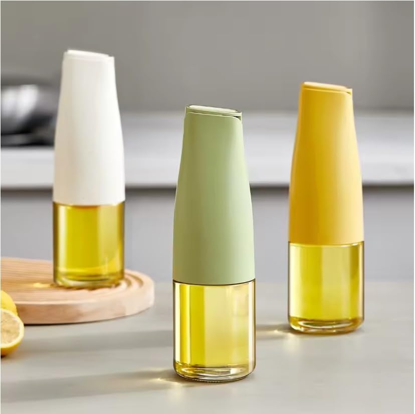 Auto-Open Glass Spice Jar Airtight Storage Pot With Lid Moisture-Proof Seasoning Container For Oil Household High-end Kitchen Sauce Wine Fragrance Vinegar Bottle Set 3 Colors Available(Suit)