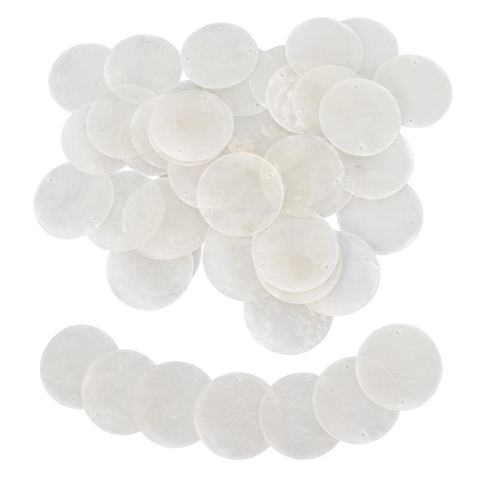 50 Discos De Nácar, 5 cm Conchas Redondas Con 2 Agujero, Mini Disco Redondo Moneda Conchas Colgantes Para DIY Collares Joyería Fabricación Accesorios, Decoración Del Hogar