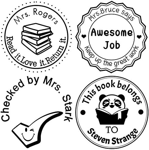 Custom Rubber Stamps Self Inking Stamps Personalized-Teacher Library Book Stamps 1-5/8"Diameter