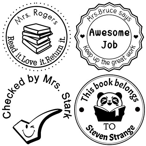 Custom Rubber Stamps Self Inking Stamps Personalized-Teacher Library Book Stamps 1-5/8"Diameter #TOP12