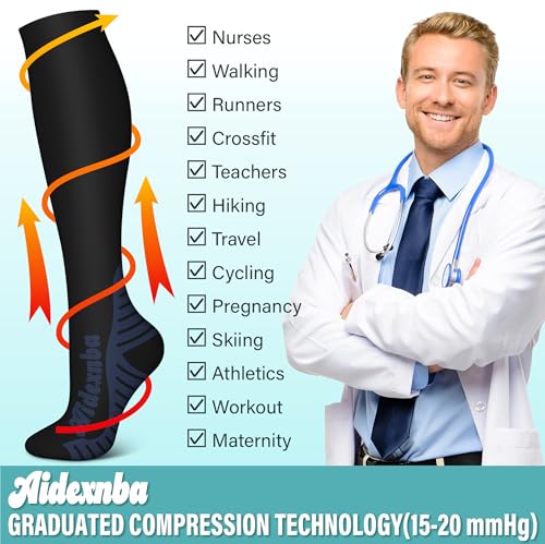 Image of 3 Pairs Compression Socks for Women and Men 15-20mmHg-Circulation Support Socks- Best for Medical,Running,Athletic