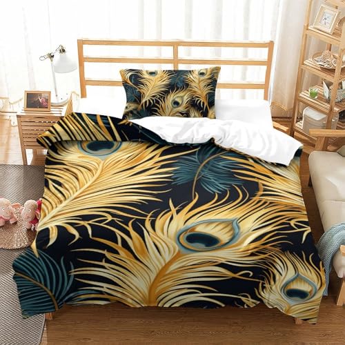 Housse de couette 2 pièces plumes 3D microfibre linge de lit single 135x200cm - 2