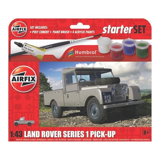 Airfix Starter Set - A55012 Land Rover Series 1 Pick-Up Model Building Kit - Plastic Model Car Kits for Adults & Children 8+, Set Includes Decals, Humbrol Acrylic Paints, Brush & Poly Cement